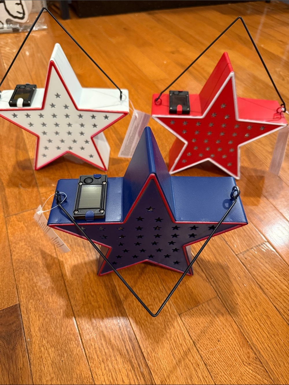 Celebrate 250th Of Freedom with Patriotic Star Solar Lantern - Blue, Red, White